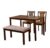 Nilkamal @Home Sutlej Rubber Wood Dining Table 4 Seater| Four Seater Wooden Table with Two Chairs and 1 Bench with Cushion| Dining Room Set| Rubberwood, Antique Cherry