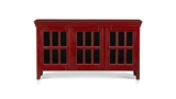 APRODZ Mango Wood Entertainment 3 Door TV Stand Cabinet Unit for Living Room | Red Finish