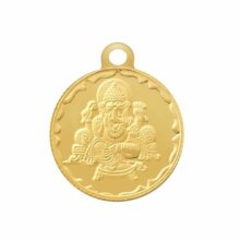 Bangalore Refinery Metal 2 Gm Round Ganesh 24k (999) Yellow Gold Pendant (without hook)