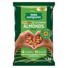 Tata Sampann Pure California Almonds Whole, 1Kg, Real Nuts, High In Fiber, Badam Giri, Rich In Protein, Magnesium, Phosphorus And Dietary Fibre, Nuts & Dry Fruits, Value Pack