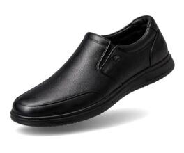 Kraasa Men’S Formal Slip-On Shoes | Vegan Leather Upper | Airmix Sole | High Cushioning | Lightweight & Comfortable Black Uk 8