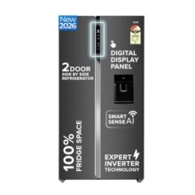 Haier Smartchoice 596L 3Star 2-Door Water Dispenser Side By Side Frost Free Refrigerator|Convertible|Smart Sense Ai | Expert Inverter|Digital Display Panel (2025 Model, Hrs-682Wgku1, Graphite Black)