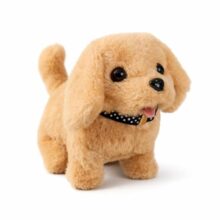 Abter Interactive Walking Puppy Toy With Sound Effects, Battery-Operated Electronic Pet, White Plush Dog With Nodding Head, Wagging Tail And Barking Sounds, Educational Gift For Kids (Brown)