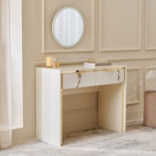 Home Centre | Modern Radiance Dresser Mirror with Drawers | Full Length Mirror for Home | Engineered Wood | Cream | 1 Year Warranty