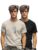 Bullmer Trendy Printed Cotton Blend Crew Neck/Round Neck Half Sleeve Regular Fit Tshirt For Men- Pack Of 2_Beige/Black_X-Large
