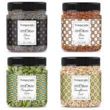 Temperado 4 Seeds Combo Pack Chia Pumpkin Sunflower Flax 250 G X 4 Seeds Mix Raw Super Seeds Blend For Eating Weight Loss Diet Fiber Rich Healthy Snack Daily Nutrition