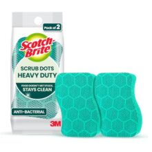 Scotch-Brite Heavy Duty Scrub Dots for Powerful Scrubbing, Suitable for Iron Cast, Stainless Steel & Non-Coated Cookware, Rinses Clean and Stays Odor Free (2 Pieces)