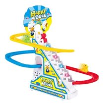 Kids Mandi Duck Roller Coaster Slide Toy Set |3 Cute Ducklings Climbing Stairs Automatically With Lights & Music | Electric Duck Chasing Race Track Set | Small Ducks Climbing Stairs Toy Set