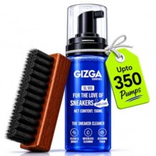 GIZGA essentials 2-in-1 Shoe Cleaning Kit | 150ml Waterless Foam Cleaner & Premium Beechwood Brush