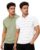 INKKR Striped Men Polo Neck T-Shirt Combo (Pink,LGreen) XXL
