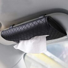 HILL TRADERS Car Tissue Holder, Sun Visor Tissue Holder, Car Visor Napkin Holder, PU Leather Backseat Tissue Case for Car/Truck (Black)