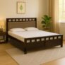EXCEL HOME Solid Sheesham Wood Queen Size Bed with Drawer Storage | Wooden Double Bed with Drawer Box Storage & Upholstered Cushined Headboard for Bedroom | PT Color Finish