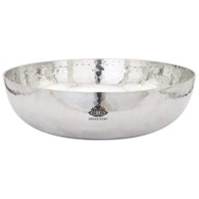 KESAR KUNJ Sandwich Bottom Heavy Guage Stainless Steel Kadhai Cookware, Tasla (Without Handle),2500 ml (Size 12)