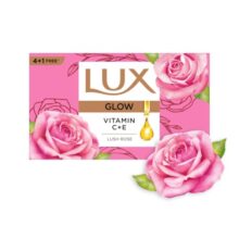 Lux Radiant Glow Bathing Soap infused with Vitamin C & E |For Superior Glow|Buy 4 Get 1 Free|150g