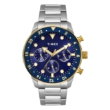 Timex Analog Watch For Man With Blue Round Dial & Silver Stainless Steel Bracelet Band Water Resistant Men’S Wrist Watches – Tweg272Smu09
