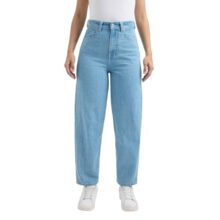 Women Blue Barrel Fit High Rise Jeans