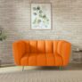 Wakeup India Sofa | Mushy Premium Fabric Sofa Set | 2 Seater Sofa | Pocket Spring Cushion | Padded Cushioned Armrest | Metal Leg With Golden Polish (Orange, Seating-2) | 3 Years Warranty