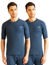 Lux Cottswool Men’S Pack Of 2 Blue Half Sleeves Round Neck Thermal Top (Size : 80Cm)
