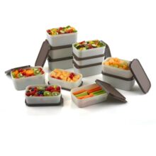 Aquaware Plastic Storage Food Containers with Lid Set of 12(6x350ml & 6x250ml)Ivory Chocolate,BPA Free Food Grade Plastic Container,Microwave & Dishwasher Safe,Airtight Leak Proof,Lunch box for office