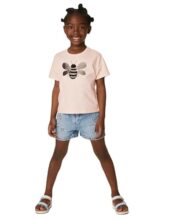 Marks & Spencer Pure Cotton Sequin Bee T-Shirt T772309Elight Peach (4-5 Years)