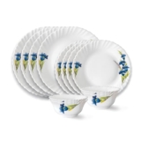 Larah by Borosil Nina Fluted Series Opalware Dinner Set | 12 Pieces for Family of 4 | Microwave & Dishwasher Safe | Bone-Ash Free | Crockery Set for Dining & Gifting | Plates & Bowls | White