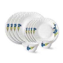 Larah by Borosil Nina Fluted Series Opalware Dinner Set | 12 Pieces for Family of 4 | Microwave & Dishwasher Safe | Bone-Ash Free | Crockery Set for Dining & Gifting | Plates & Bowls | White