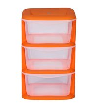 Cello Plastic Cuboid Storage Unit With 3 Drawers (Orange), 37.5 X 36.5 X 58 Centimeters
