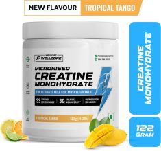 Wellcore Micronised Creatine Monohydrate | Lab Tested | Enhanced Absorption | 100% Pure Creatine(122 g, Tropical Tango)