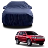 Sulfar 100% Water Resistant Car Body Cover Compatible with Mirror for Land Rover Freelander (Triple Stitched, Full Bottom Elastic, Navy Blue)