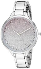 Nine West Women’S Analog Silver-Tone Bracelet Watch With Glitter Ombre Dial, Metal Bezel, Manufacturer Movement, Nw/2337Omsv