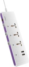 Crompton Powerbox Alpha Su 5  Socket Extension Boards(White, Purple, 2 M, With Usb Port)