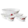 Larah by Borosil Red Carnation Fluted Series Opalware 5 Pcs Pudding Set | Microwave & Dishwasher Safe | Bone-Ash Free | Crockery Set For Dining & Gifting | Bowls Set | White