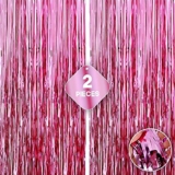 Crackles Metallic Fringe Pink Curtains Large Size 3 Ft X 6 Ft For Birthday, Anniversaries, Graduation, Retirement, Baby Shower, New Year Decoration- Pack Of 2