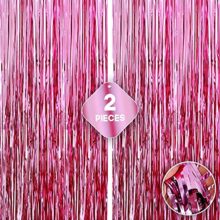 Crackles Metallic Fringe Pink Curtains Large Size 3 Ft X 6 Ft For Birthday, Anniversaries, Graduation, Retirement, Baby Shower, New Year Decoration- Pack Of 2