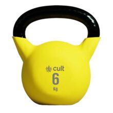Cult 6kg Neoprene Anti-Slip Grip Colored Kettlebell for Home Workout – Yellow
