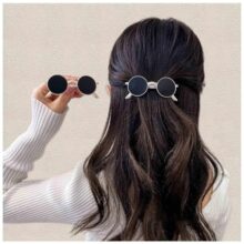 Vintage Sunglasses Hair Clips for Women & Girls, Retro Metal Hairpin Barrettes, Cute Ponytail Holder, Solid Black Hair Accessories for Parties, Daily Styling and Casual Looks (PACK OF 1)