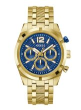 Guess Stainless Steel Analog Blue Dial Men’s Watch-Gw0714G2, Band Color-Gold