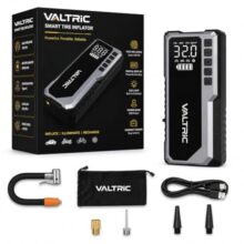 VALTRIC Cordless Tyre Inflator Air for Car and Bike 5200mAh with Digital Display, Auto Cut-Off, LED Flashlight, Emergency SOS Light & Power Bank Support for Car, Bike, Bicycle & Ball