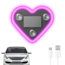 Car Led Ambient Light Heart Shape With Solar & Usb Charging – Neon Interior Windshield Decoration Lamp With Light Sensor, 5 Modes & Suction Mount For Cars, Romantic Night Driving Accessory