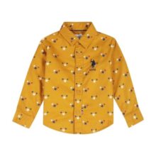 U.S. Polo Assn. Kids Regular fit Geometric Cotton Long Sleeves Casual Shirts (UKSHT0394_Yellow_12M)
