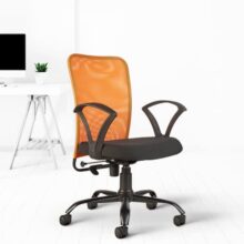 CELLBELL C83 Ergonomic Mesh Mid Back Office Chair for Home & Office | Height Adjustable Revolving Computer & Study Chair with Breathable Backrest, Metal Base, Lumbar Support & Swivel Wheels (Orange)