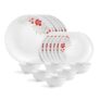 CELLO Scarlet Bliss Dazzle Series Opalware Dinner Set of 18 Pieces for Family of 6 | Bone-Ash Free & Leadfree Opal Glass, Microwave & Dishwasher Safe, Plates & Bowls Crockery Set for Dining & Gifting