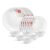 CELLO Scarlet Bliss Dazzle Series Opalware Dinner Set of 18 Pieces for Family of 6 | Bone-Ash Free & Leadfree Opal Glass, Microwave & Dishwasher Safe, Plates & Bowls Crockery Set for Dining & Gifting