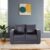 Peachtree Orchid 2 Seater Sofa for Living Room, Mango Wooden Frame & Iron Leg | 3 Year Warranty, PU Leatherette Sofa with 2 Cushions for Dining Room | Padded Armstyle (Black)