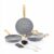 Amazon Basics Granite Finish Non Stick 5 Pcs Induction Base Cookware Set-Granito Grey (24cm Fry Pan, 24 cm Kadai, 28cm Tawa and 2 Nylon Spatulas)