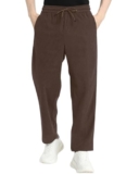 Urban Buccachi Men’s Brown Corduroy Track Pants | Retro Self-Design with Flexi Waistband & Mid-Rise Fit | Ankle Length Casual Bottoms for Winter, Travel, Lounge, Office & Outdoor Styling