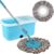 Zureni Rectangular Bucket Spin Mop With 2 Wet/Dry Mophead Extendable Handle Removable Plastic Wringer 360° Floor Cleaning Mopping Set (Random Colour)
