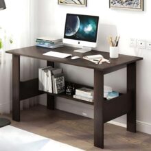 MATTERHORN Engineered Wood Office Table, Work from Home Table with Shelf for Storage (DIY, 900 x 500 x 800 cm, RMOOT-10001EbonyBlack) (EbonyBlack)