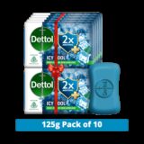 Dettol 3X Icy Cool Bathing Soap for Men & Women, Face, Body & Hands, Combo for Summer(10 x 125 g)