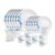 Cello Dazzle Series Blue Swirl Opalware Dinner Set | 28Pcs | White | Microwave & Dishwasher Safe | Light-Weight & Durable | Chip & Scratch Resistant | Best For Special Occasion & Gifting Purpose